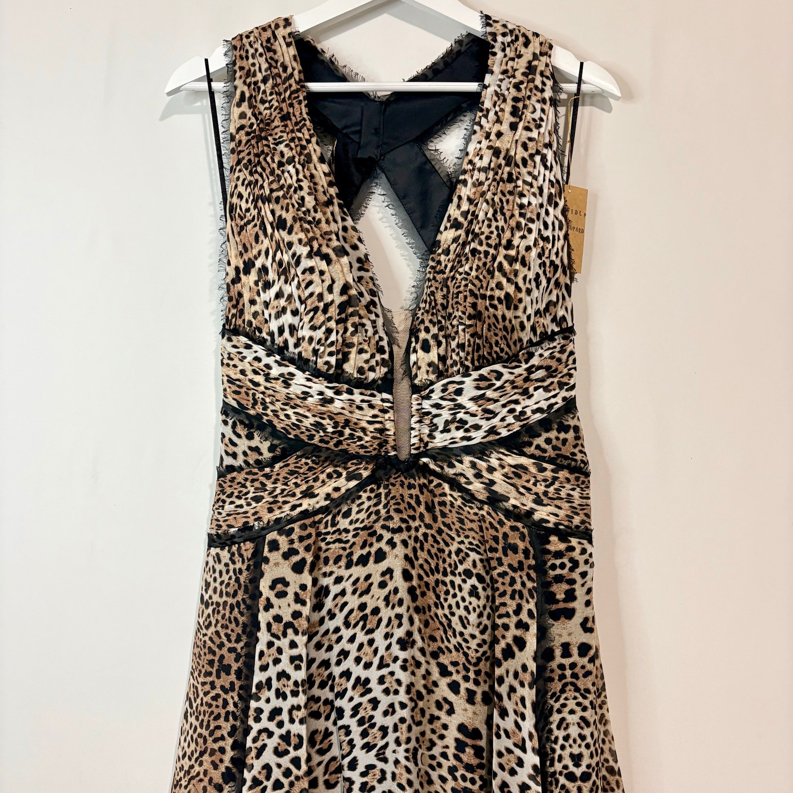 Mandalay Women’s Leopard Print Silk Maxi Evening Dress Size 12 NWT Sleeveless