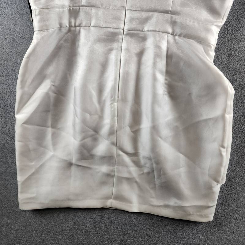Ivy + Blu Pleated Bustier Peplum Mini Dress Women’s 12 Ivory Back Zip Closure