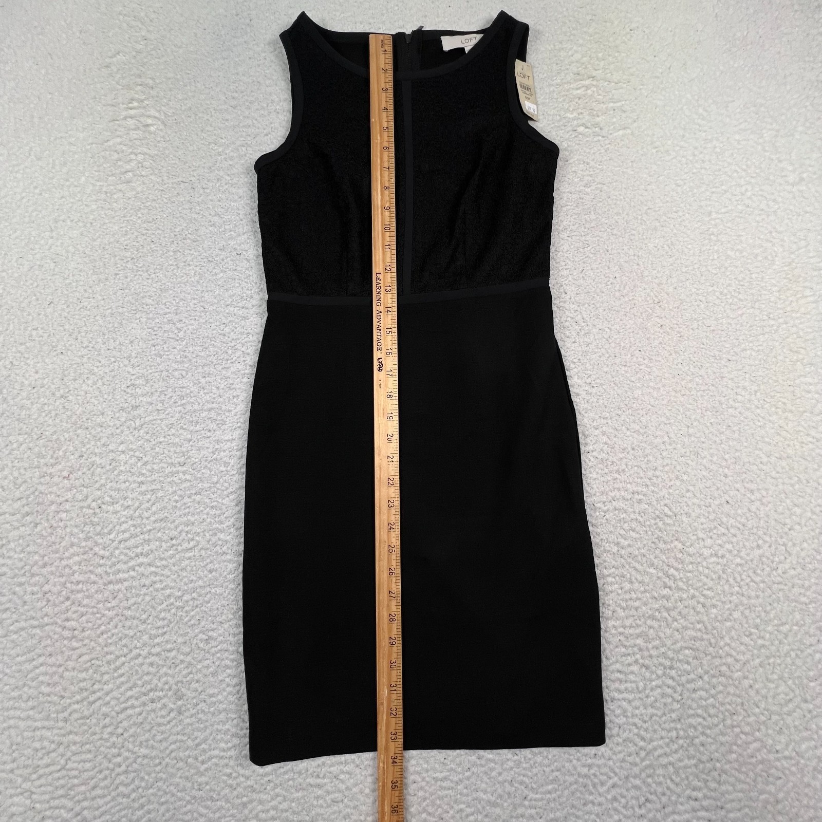 NWT Ann Taylor Loft Sheath Dress Womens 00P Sleeveless Knit Lace Decorated Black