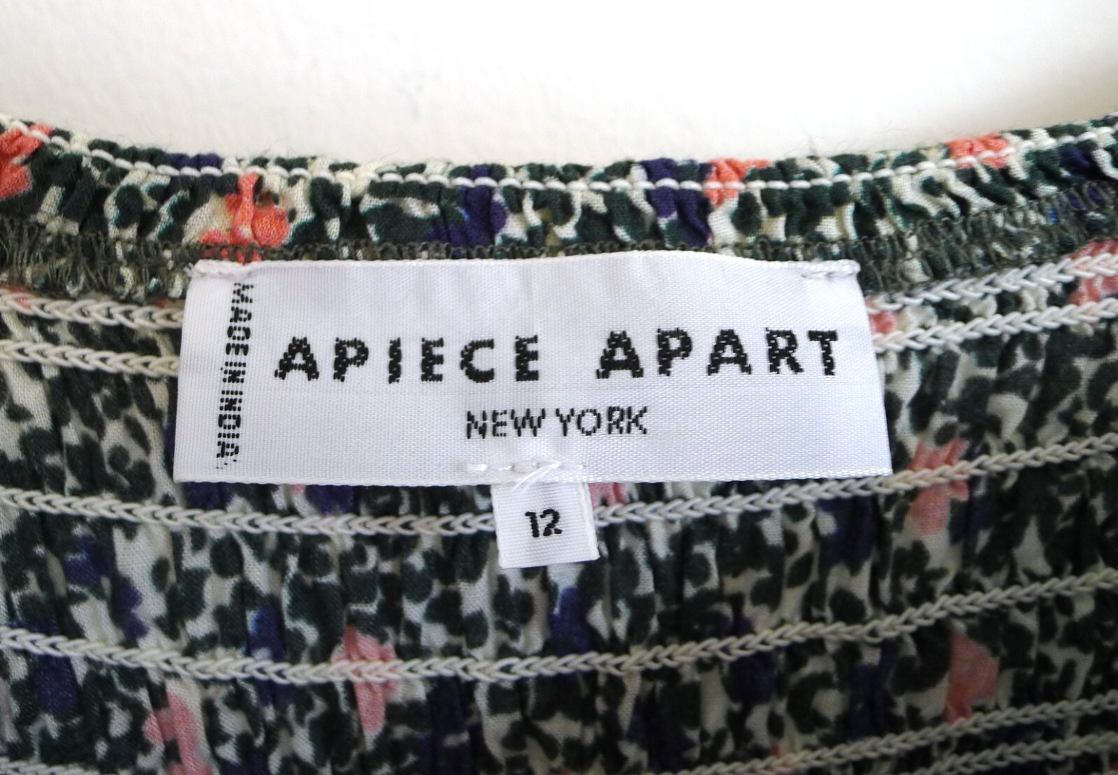 APIECE APART Olivia Floral Smocked Floral Babydoll Mini Dress Shopbop 12 XL $325