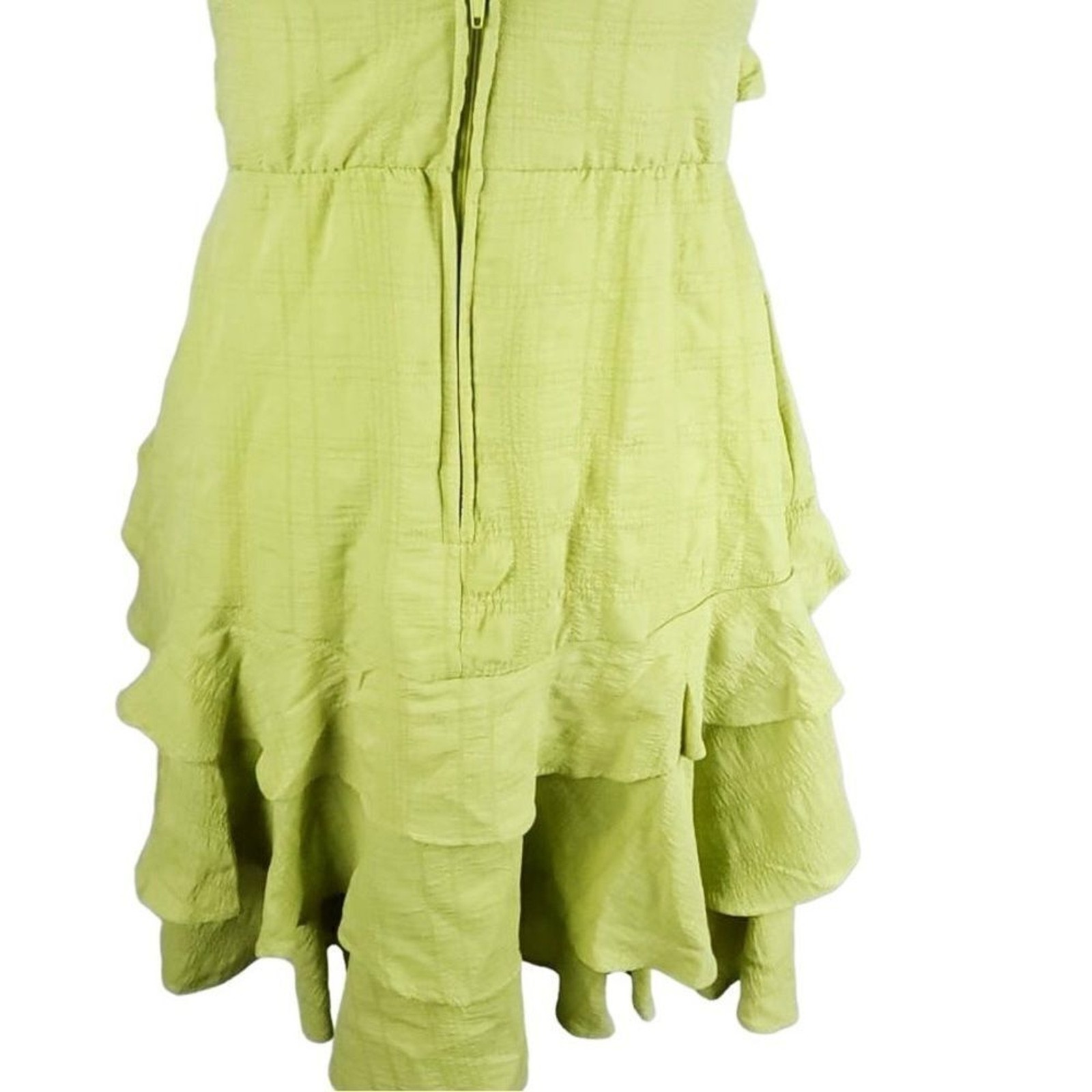 City Studio junior lime green ruffled mini dress sz 3-small back zipper