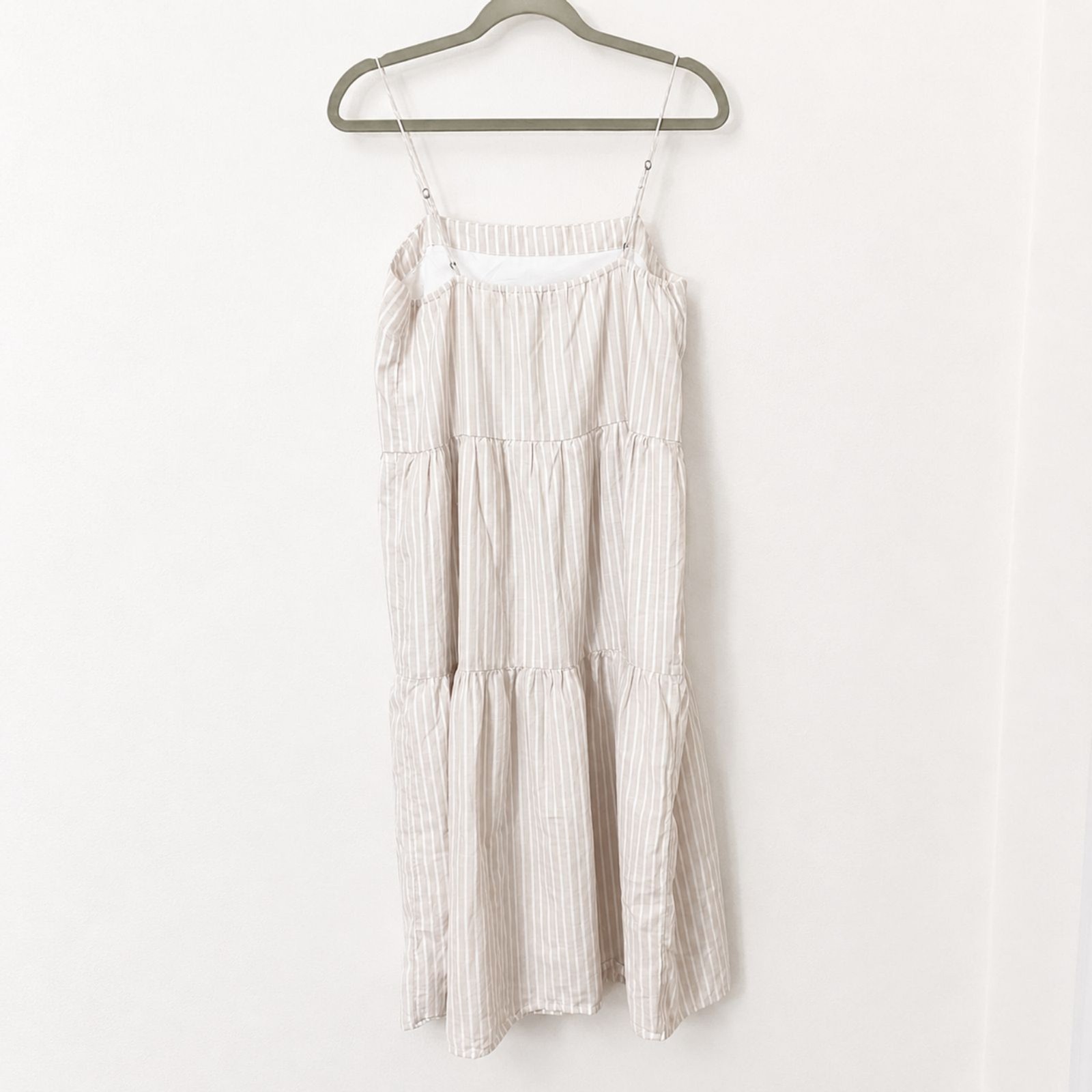 Abercrombie & Fitch 100% Cotton Tiered Midi Dress Size M Striped Cream