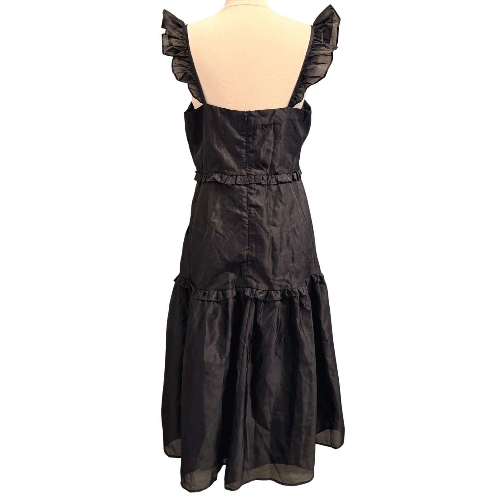 Lulus Effervescent Aesthetic Black Tiered Ruffled Midi Dress XL Event Party