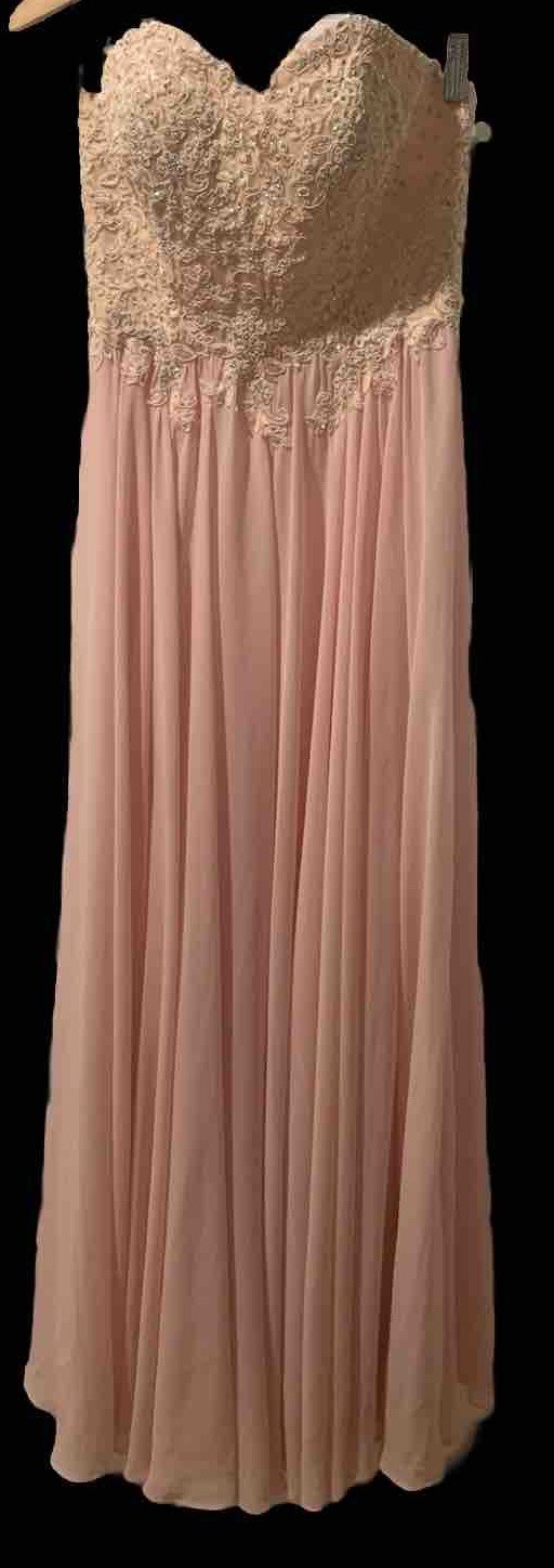 Dancing Queen Pink Blush Embellished Lace Up Back Gown Size S Small