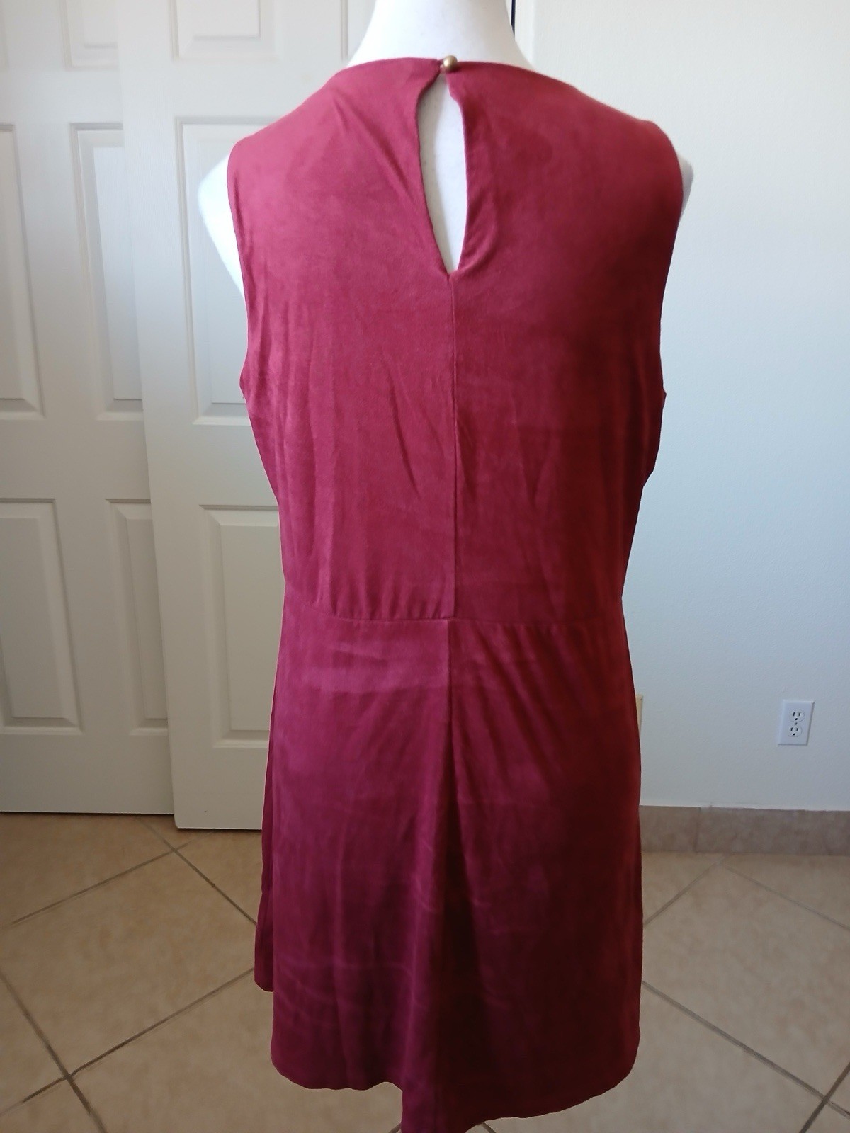 Signature Studio Boho Chic Crochet Wine Red Dress L Fall Winter Festival Style