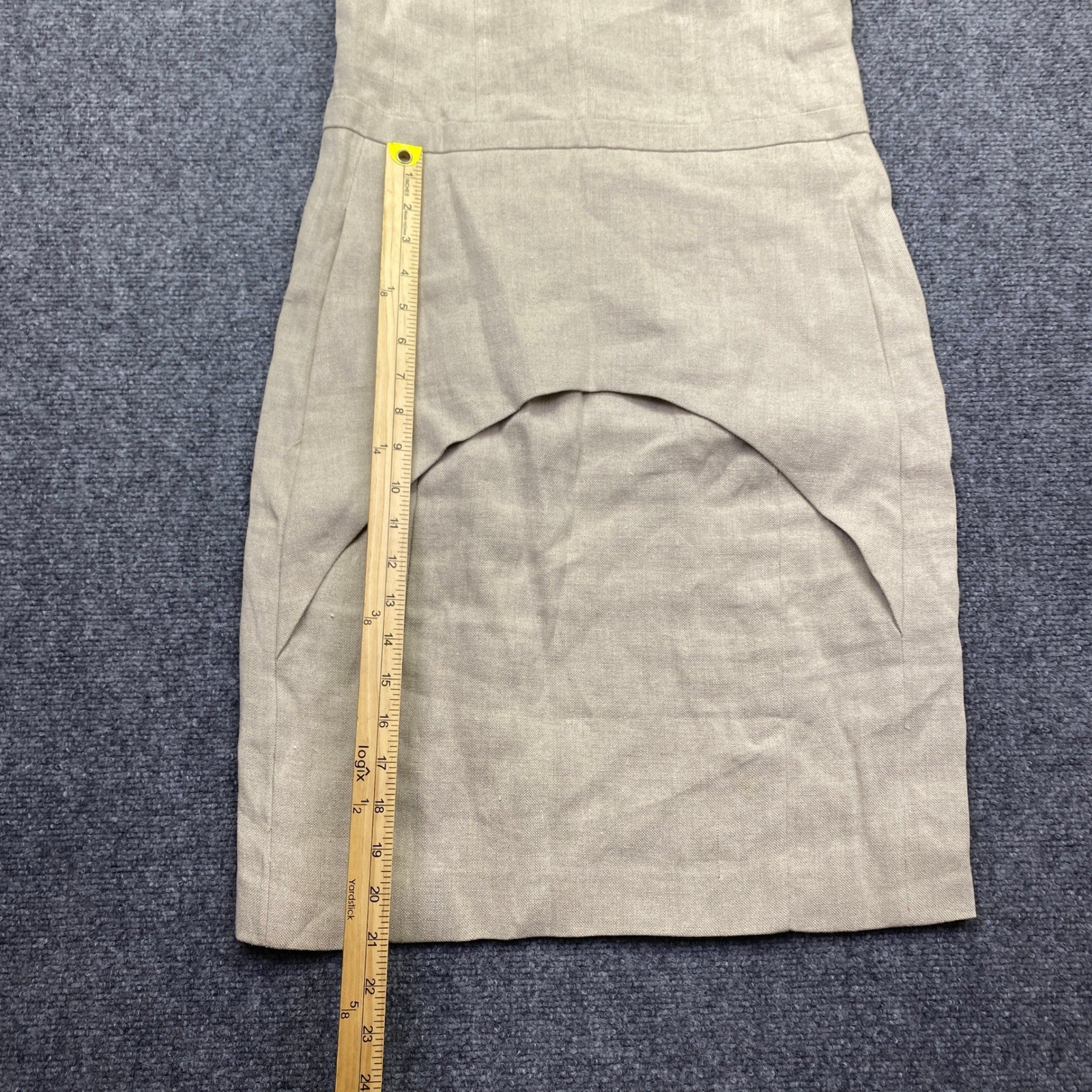 Narciso Rodriguez Tan Linen Silk Lined High Low Sheath Dress Made in Italy 42