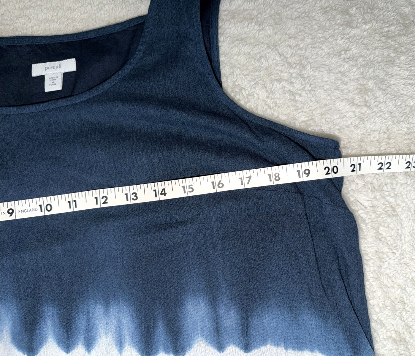 Pure Jill Sleeveless Shift Dress Size M Garment Dye Cotton Blend Blue Gray Ocean
