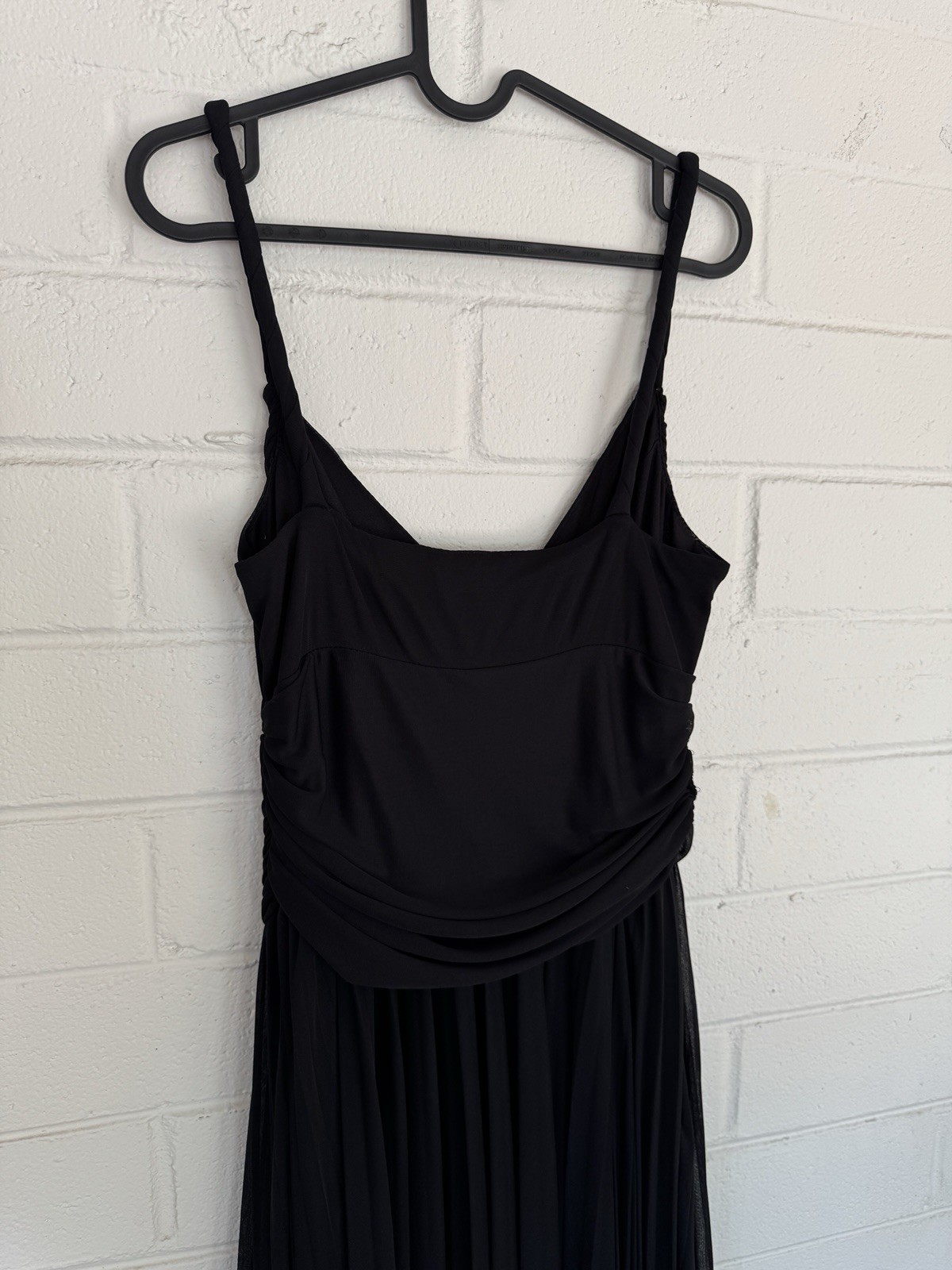 BCBGMAXAZRIA Black Pleated Y2K Chiffon Drop Waist Fairy Goth Formal Midi Dress M