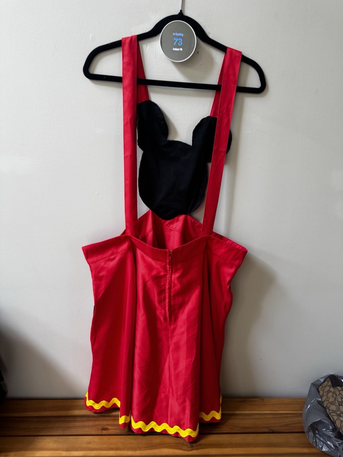 Disney x Unique Vintage Mickey Mouse Face Pinafore Skirt Red Ric Rac retro magic