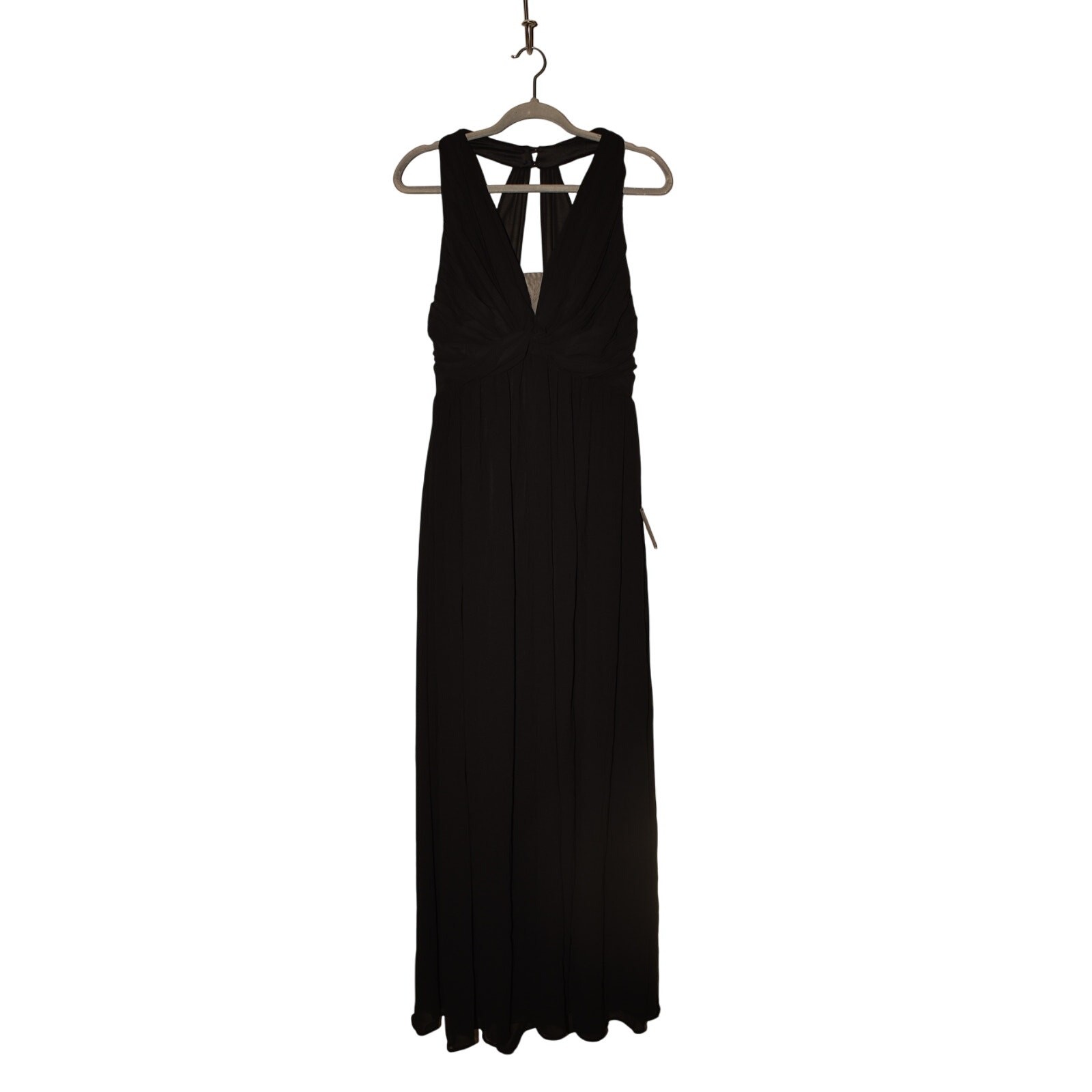 LULUS NEW $98 Black Sleeveless Pleated Front Maxi Dress V-Neck Large