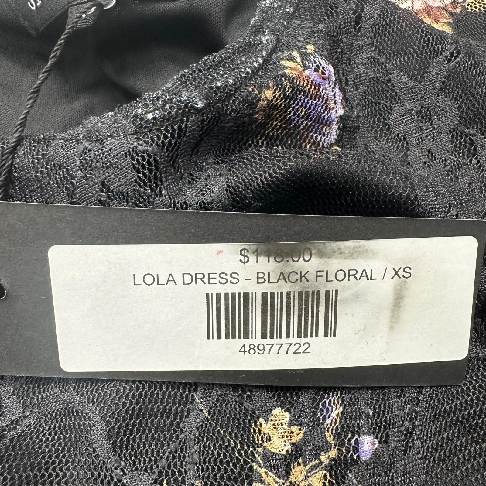 Japparel Black Floral Long Sleeve Side Rouched Lola Dress Women’s Size XS NEW