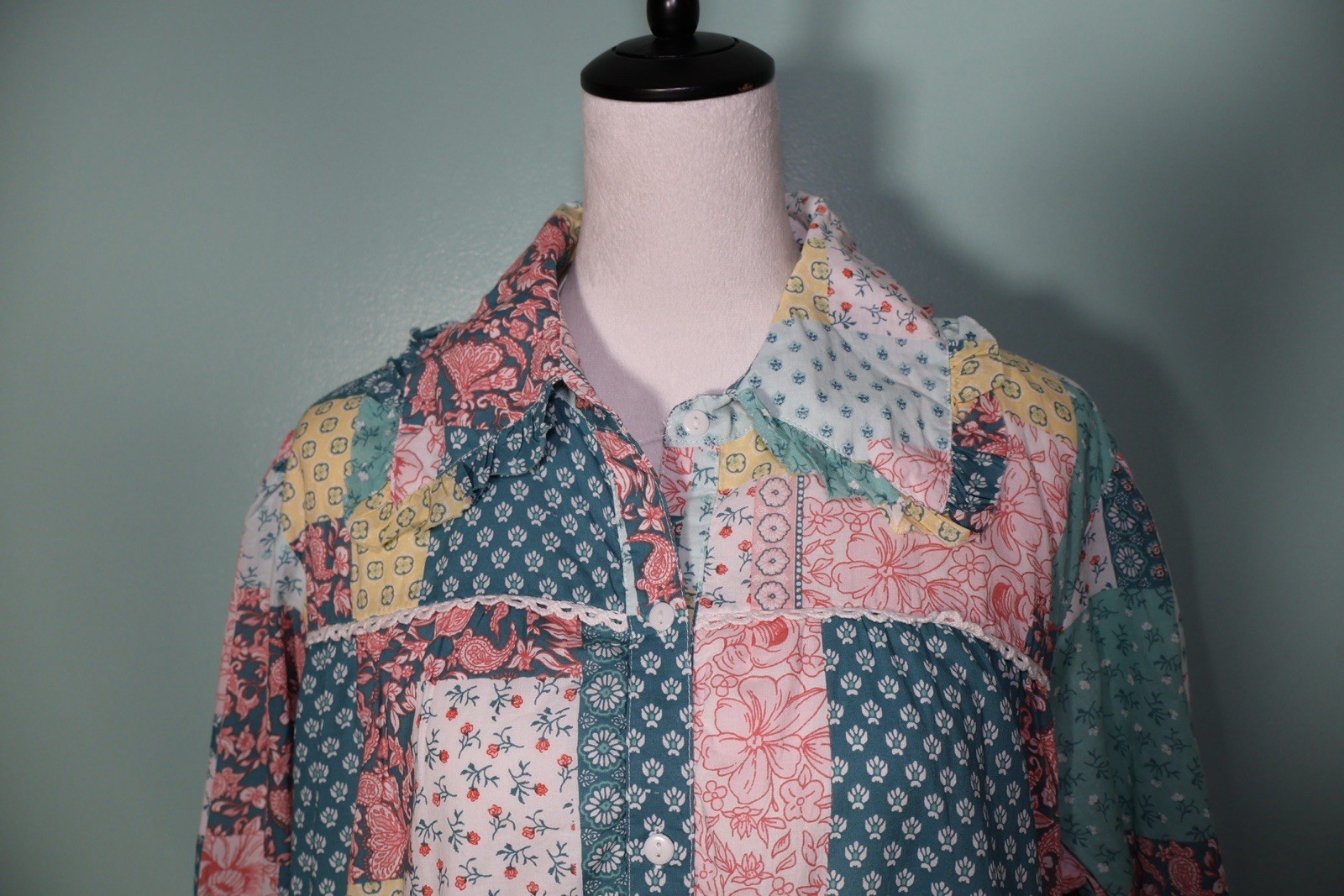 Simply Southern Allie Quilted Pattern Long Sleeve Dress, Size Large