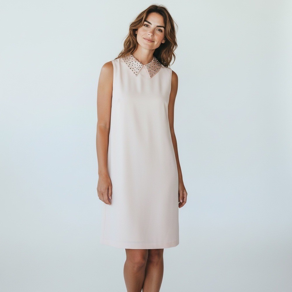 NWT Betsey Johnson Beaded Collar Almond Sheath Dress 6