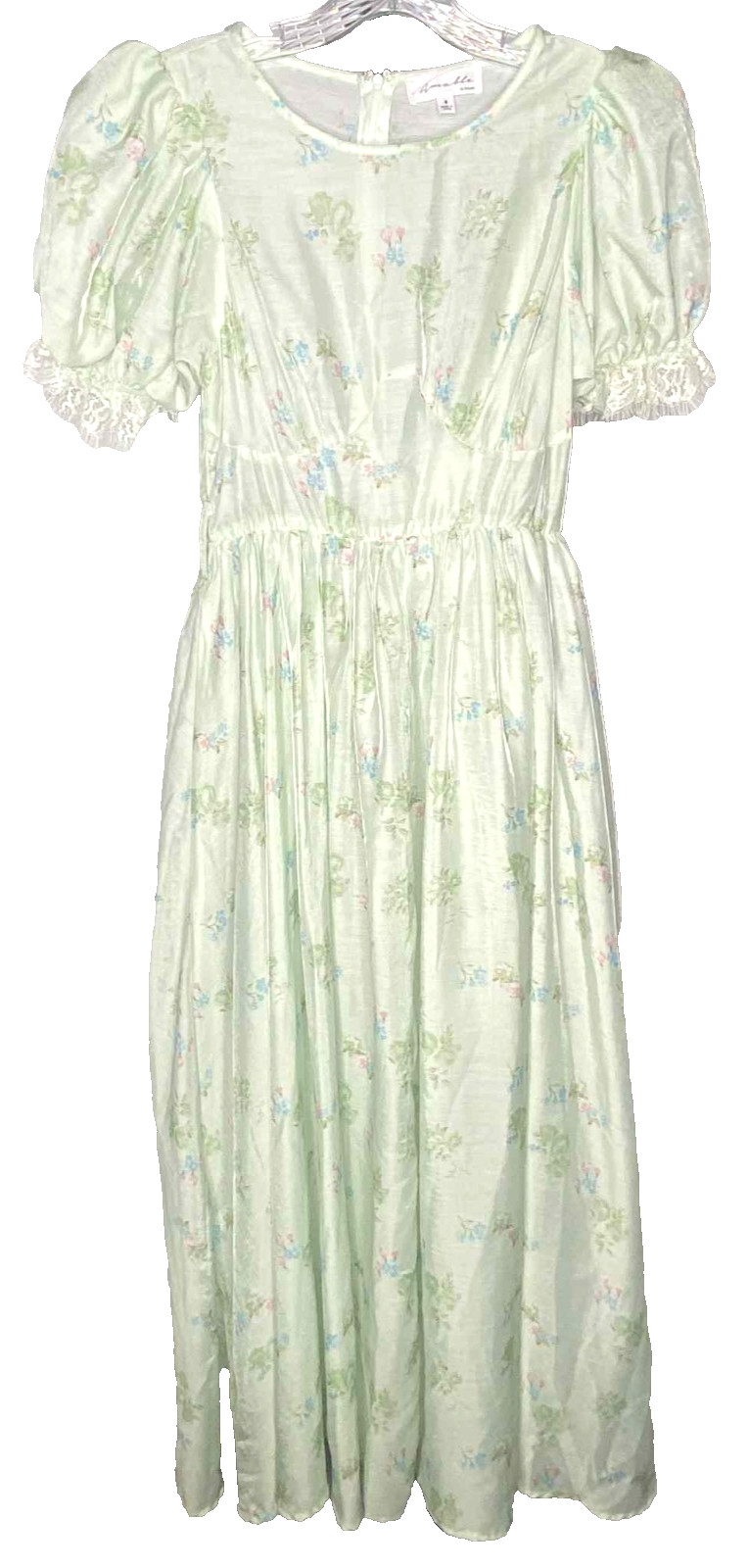 Anthropologie Amable by Mable dress size Small green floral Bridgerton regency