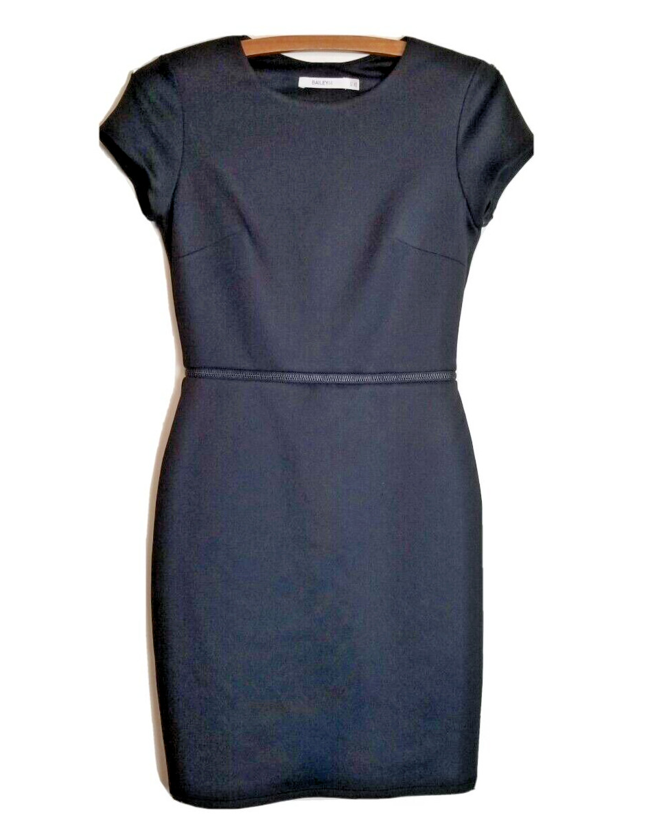 Bailey 44 Womens xs Dress Black Sheath Short Zippers Stretch Scuba Knit Party
