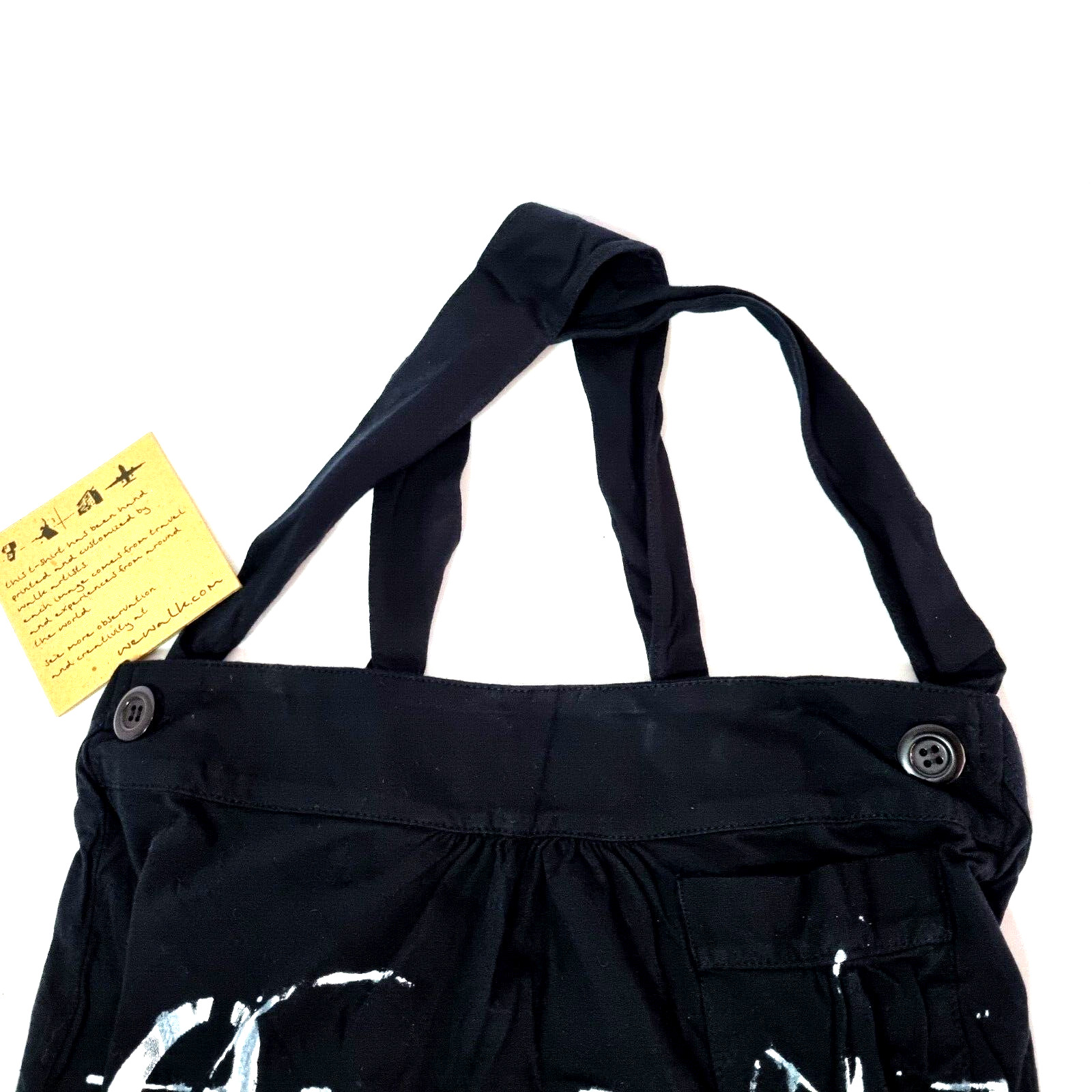 We Walk Women Dungaree Studio Waist Tie Size M Black White Hand Printed Art $59