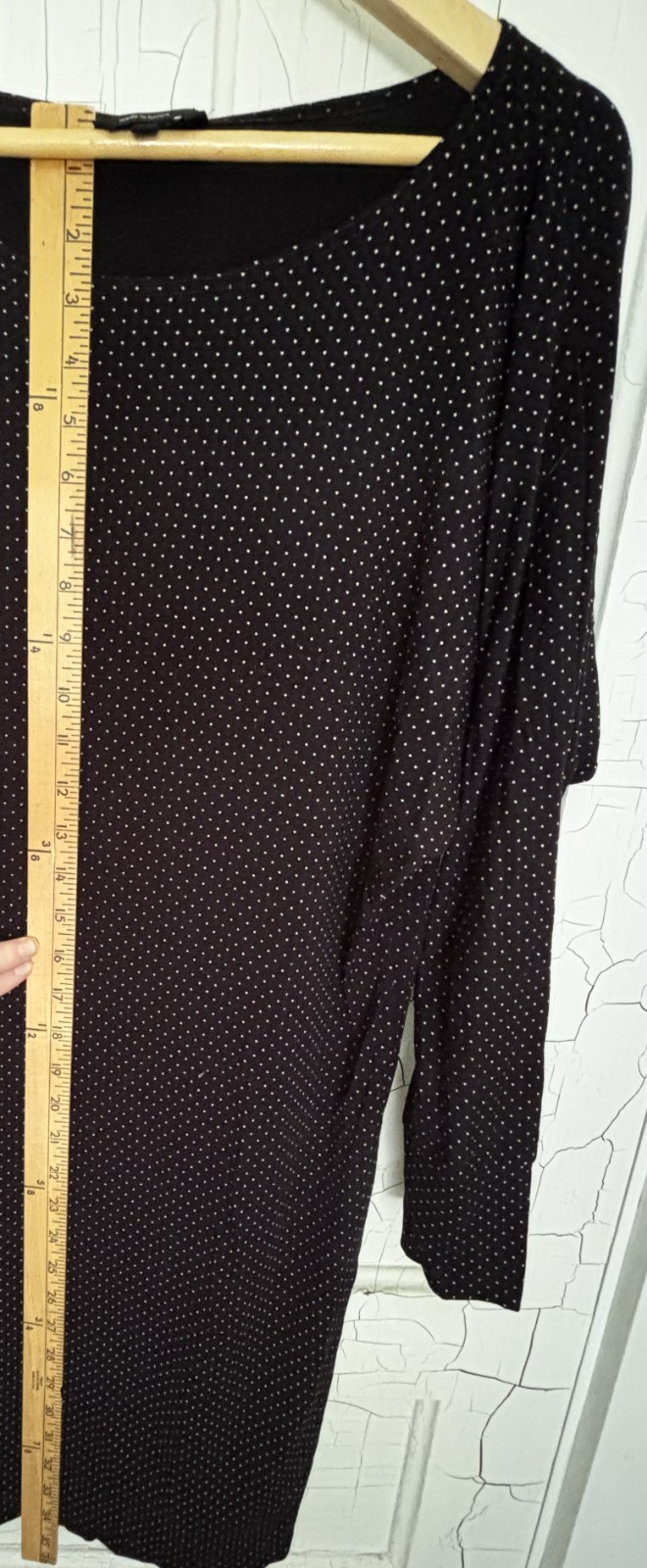 Agnes b. Paris Black Polka Dot Stretch Knit Batwing Sleeve Dress – French Sz. 2