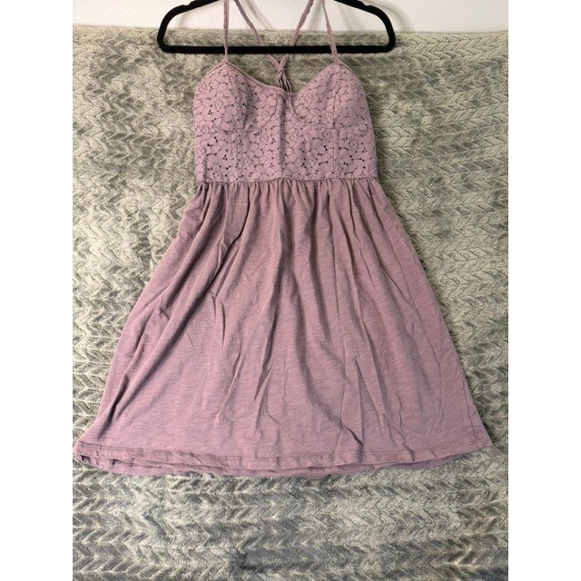 American Eagle Outfitters Mauve Lace Bodice Mini Sun Dress Womens Medium 0228