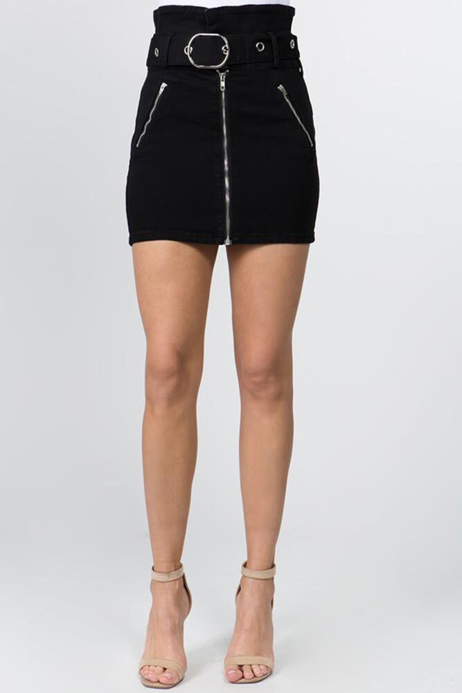 American Bazi Women’s Casual Essential Zippered Skirt With Buckle RSK3273