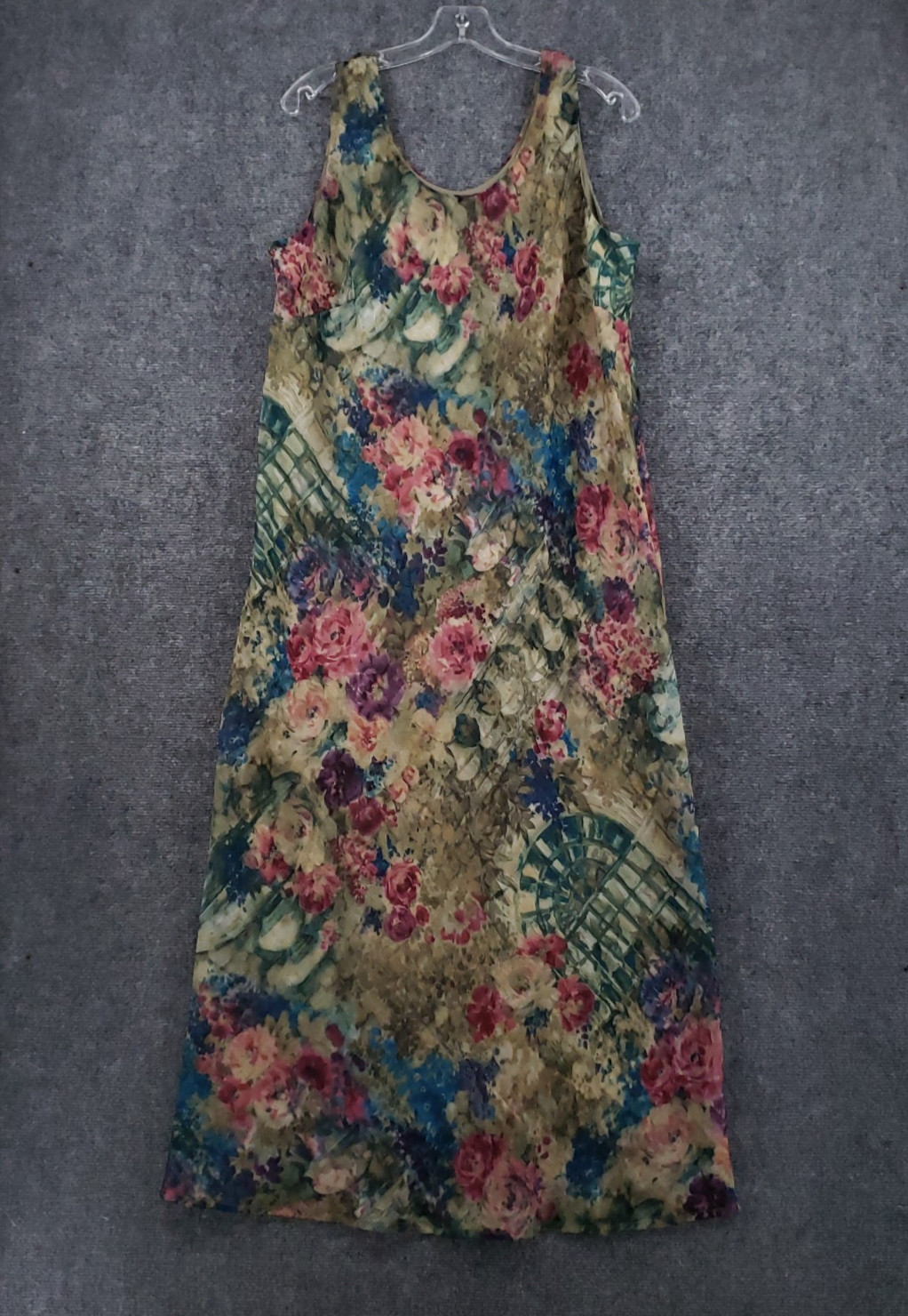 VINTAGE K Studio Y2K Maxi Dress Womens 18 Multicolor Floral Print Sleeveless