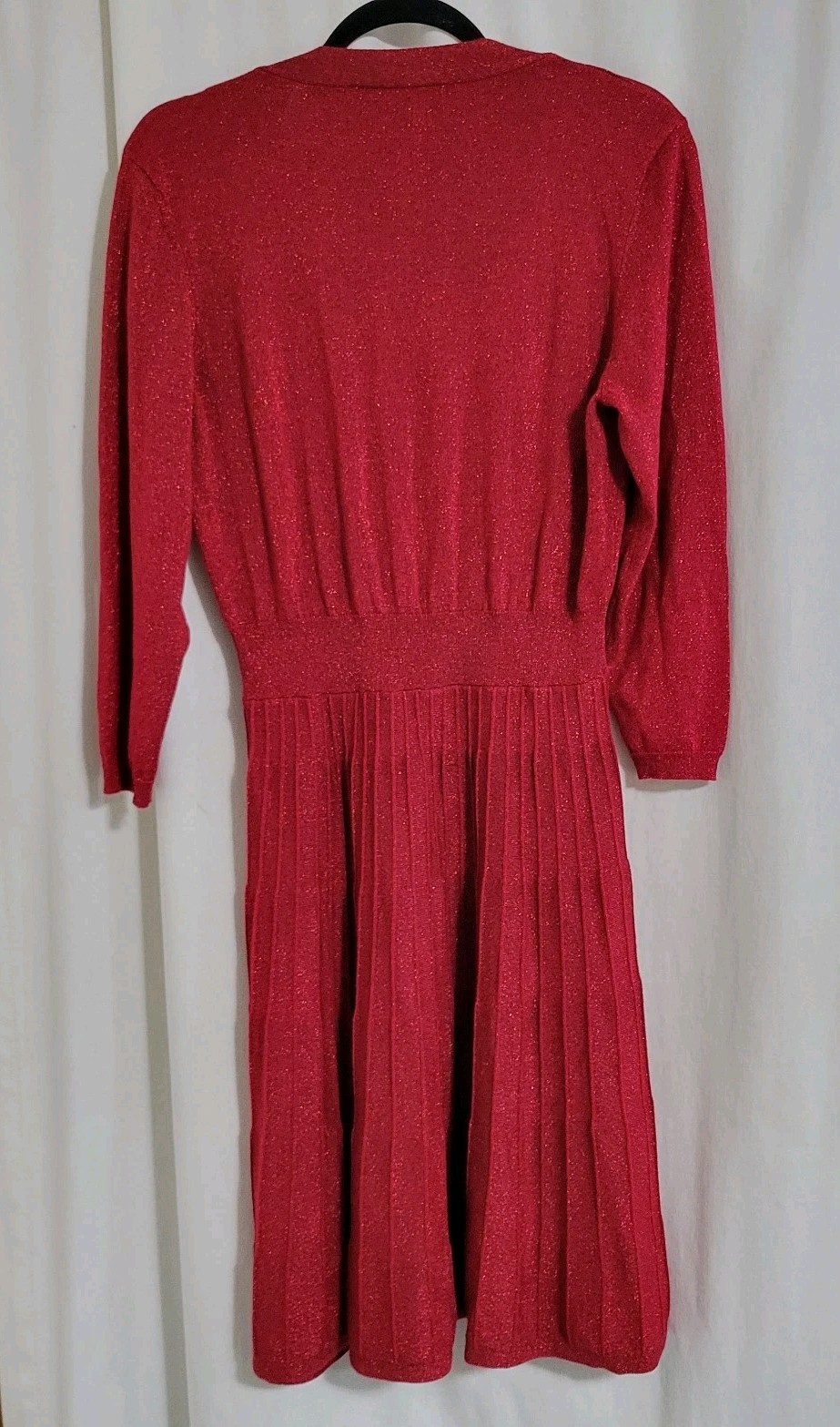 Nanette Lepore Sparkly Red Dress Size XL Holiday Christmas 3/4 Sleeve Classic