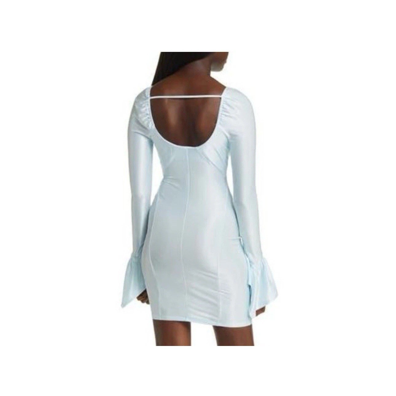 ASOS Womens NEW Blue Cupped Whimsical Fairy Lace Up Long Sleeve Dress Sz US 6