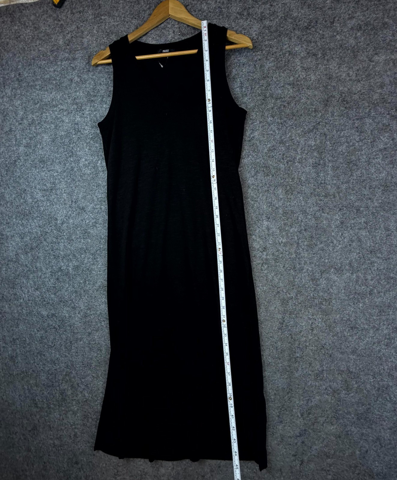 Paige Sage Midi Tank Dress Womens Small Black Rayon Stretch V-Neck Side Slits
