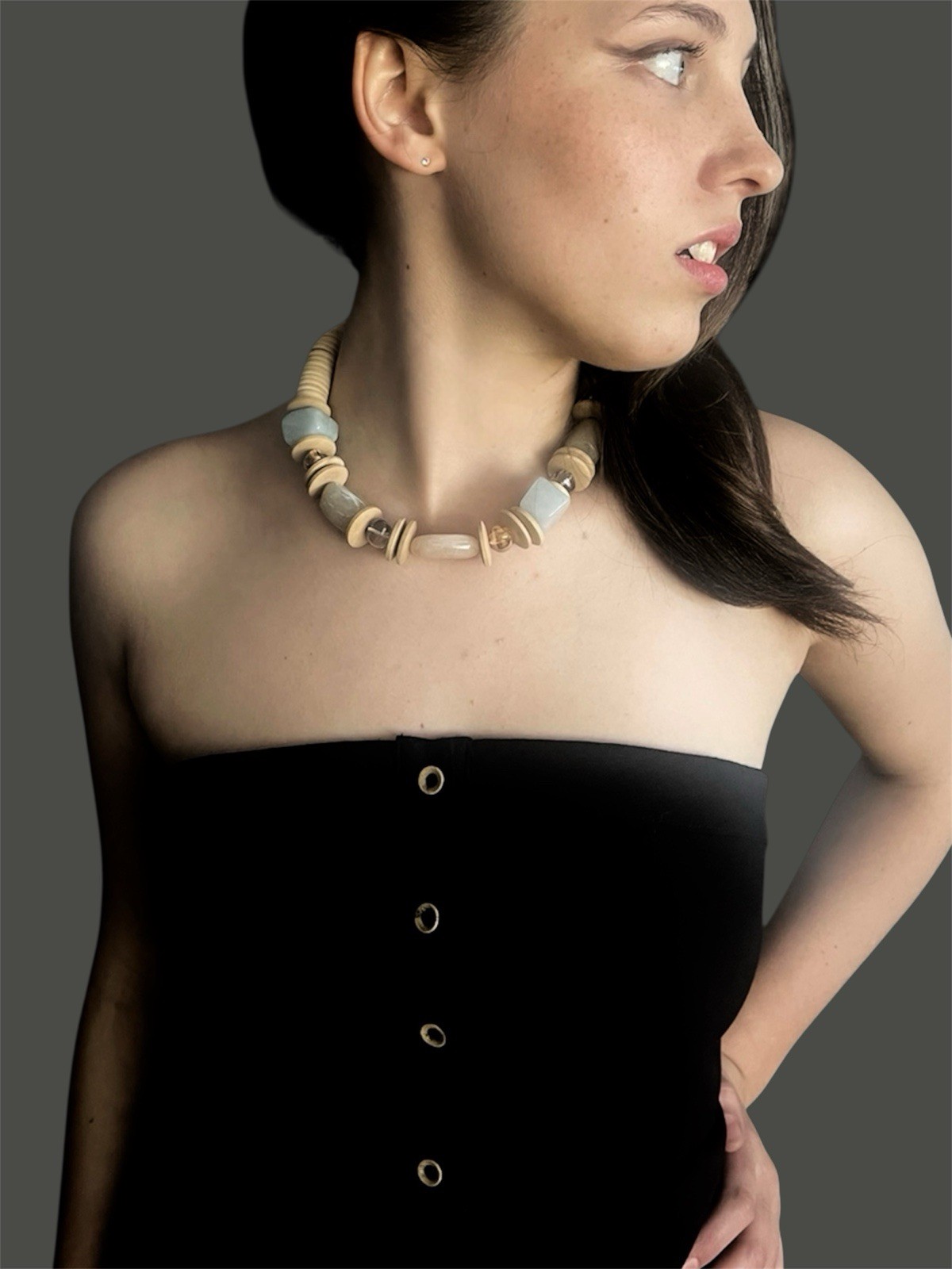 NWT Black Strapless Dress: Structured Buttoned w Front Pockets & Slits S/M/L