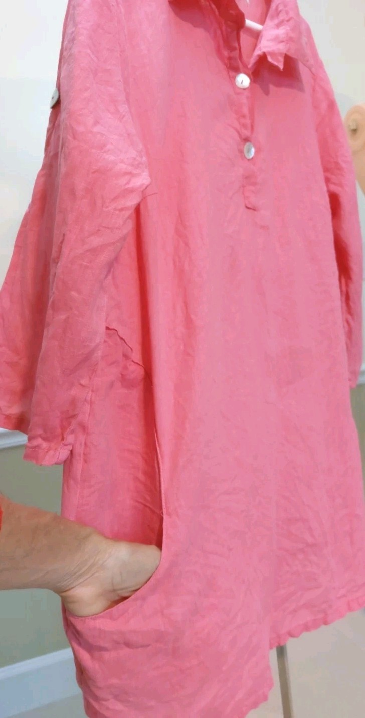 Match Point Tunic Top Mini Dress Small Wide 100% Linen Coastal Whimsical Boho