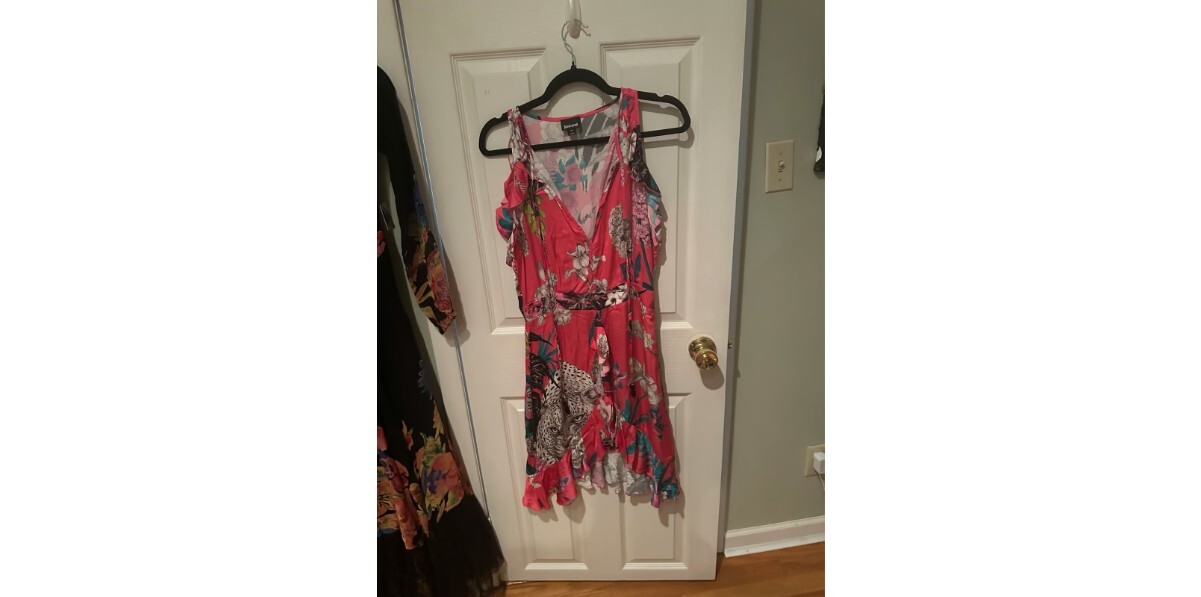 JUST CAVALLI PINK FRILL EDGE MINI DRESS Size 42 in great condition