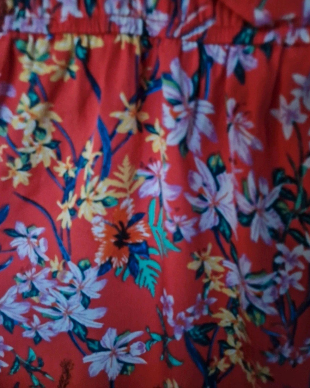 Bold Boho Tropical Ruffle Dress 🌺 Cold Shoulder Bright Floral (UK 8/10)