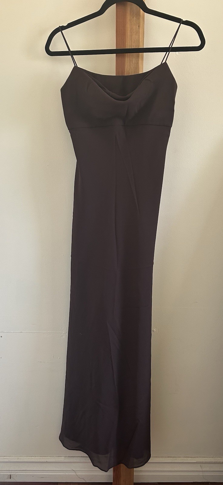 Michaelangelo Slip Dress Brown Satin Sweetheart Strappy Long Zip Dry Clean 2