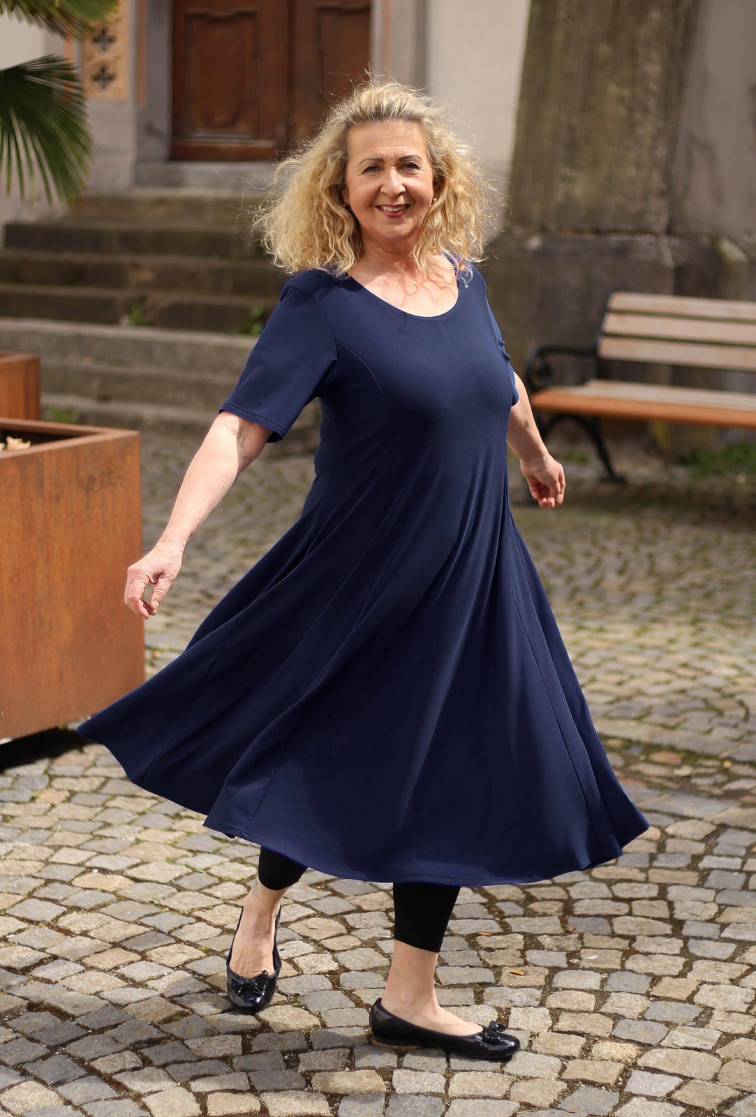 MAGNA – lagenlook TUNIC DRESS long size 44 to 58 – navy blue