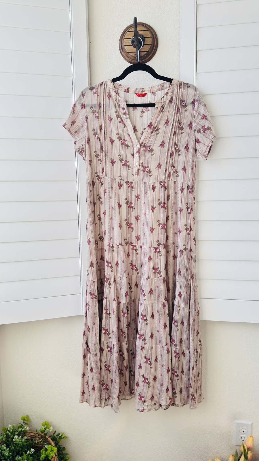 W for Woman Floral Printed Cotton Tiered Midi – Size 12