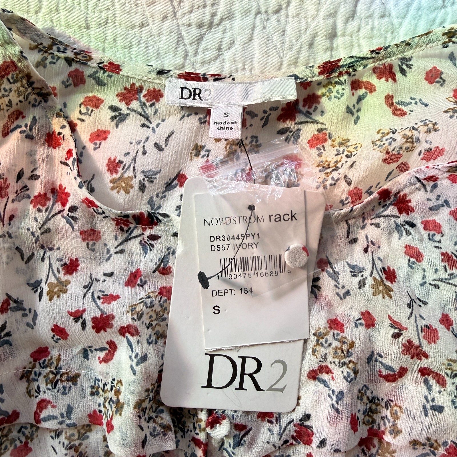 NWT DR2 Garden Party Ditsy Floral Sheer Dress Duster Cardigan Size S Cottagecore