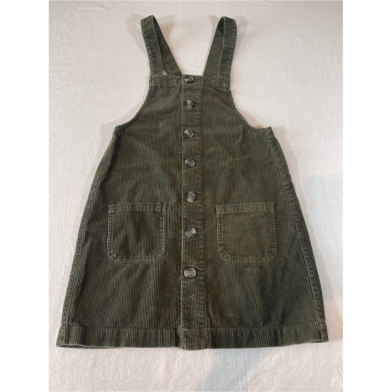 Blue Spice Olive Green Corduroy Overall Jumper with Buttons & Pockets