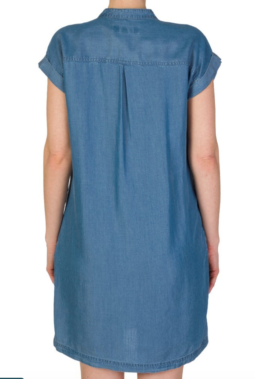 MICHAEL KORS BLUE CHAMBRAY DENIM LACE-UP SHIFT DRESS SIZE LARGE RRP £175.00 VGC
