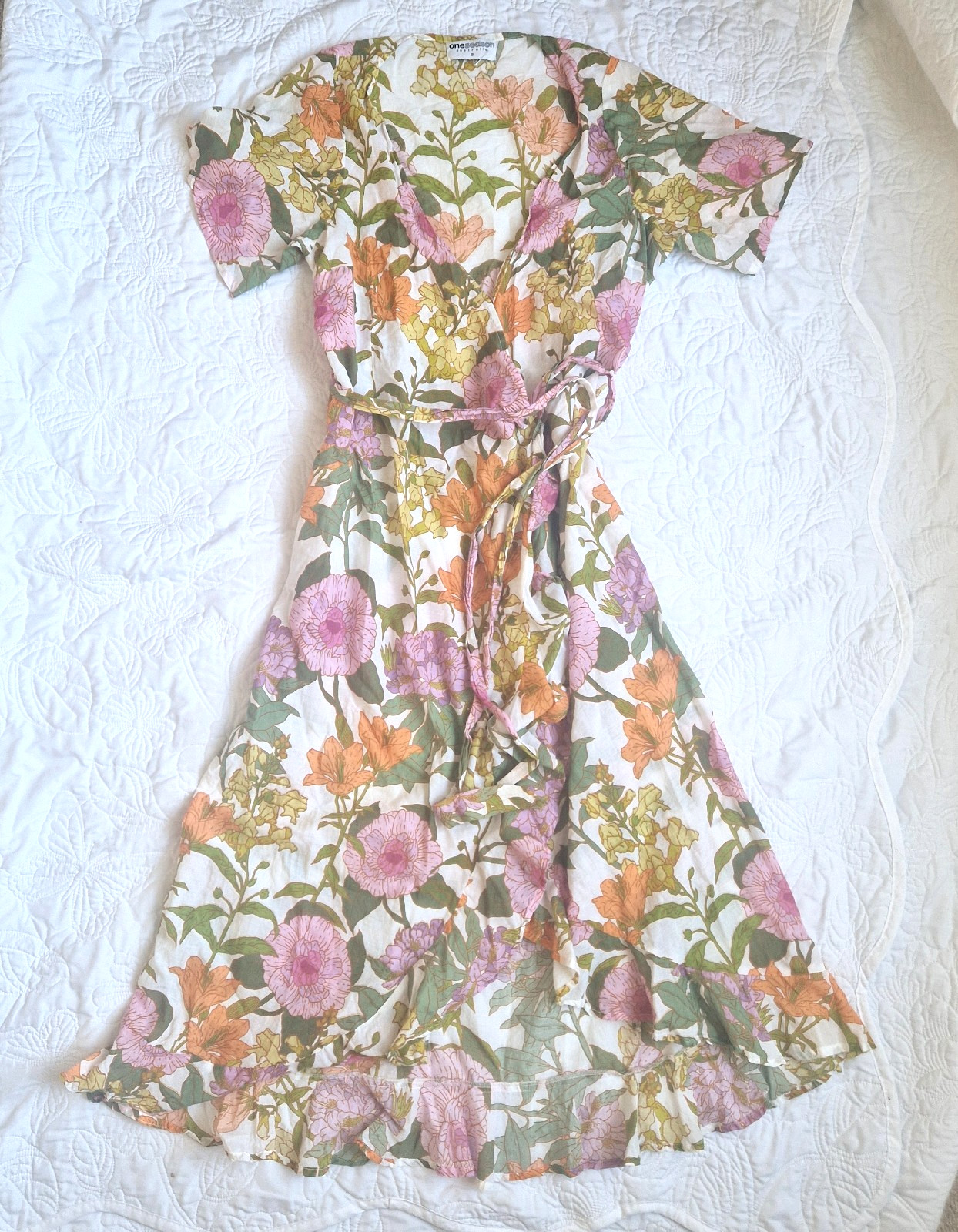 One season Australia Oneseason cotton St Barts lilac wrap dress Size S