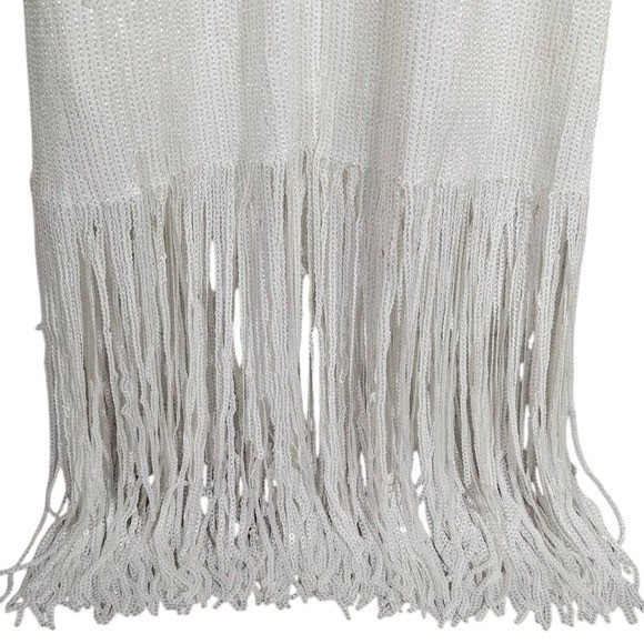 J. Crew Collection White Sequin Fringe Maxi Dress Formal Evening Gown Size 2