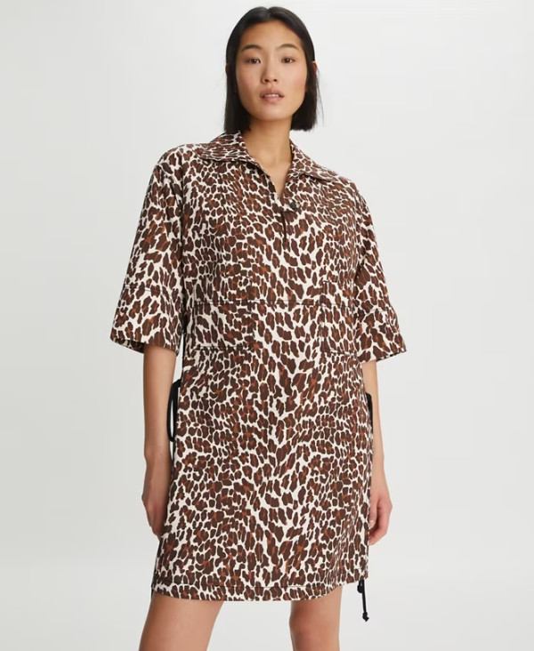 Tory Burch Reva Leopard Cotton Poplin Shirtdress Size 4 / 6 (New) $598