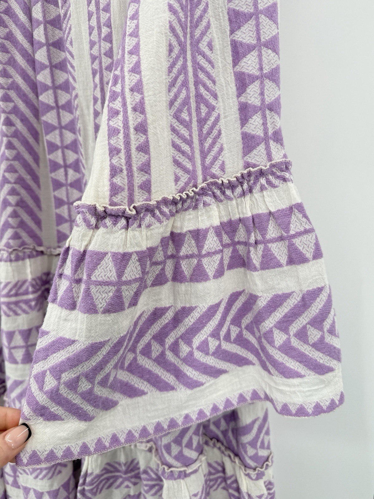 Devotion Twins Embroidered Ella Tunic Dress 100% Cotton Lilac Sz M Boho Island