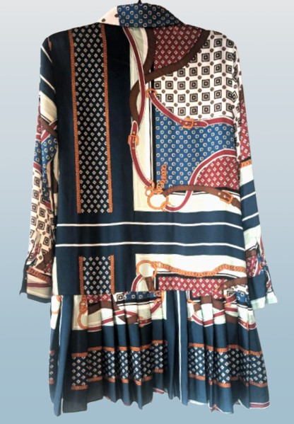 ZARA PATCHWORK SCARF PRINT PLEATED SHORT DRESS MULTICOLOR sz S