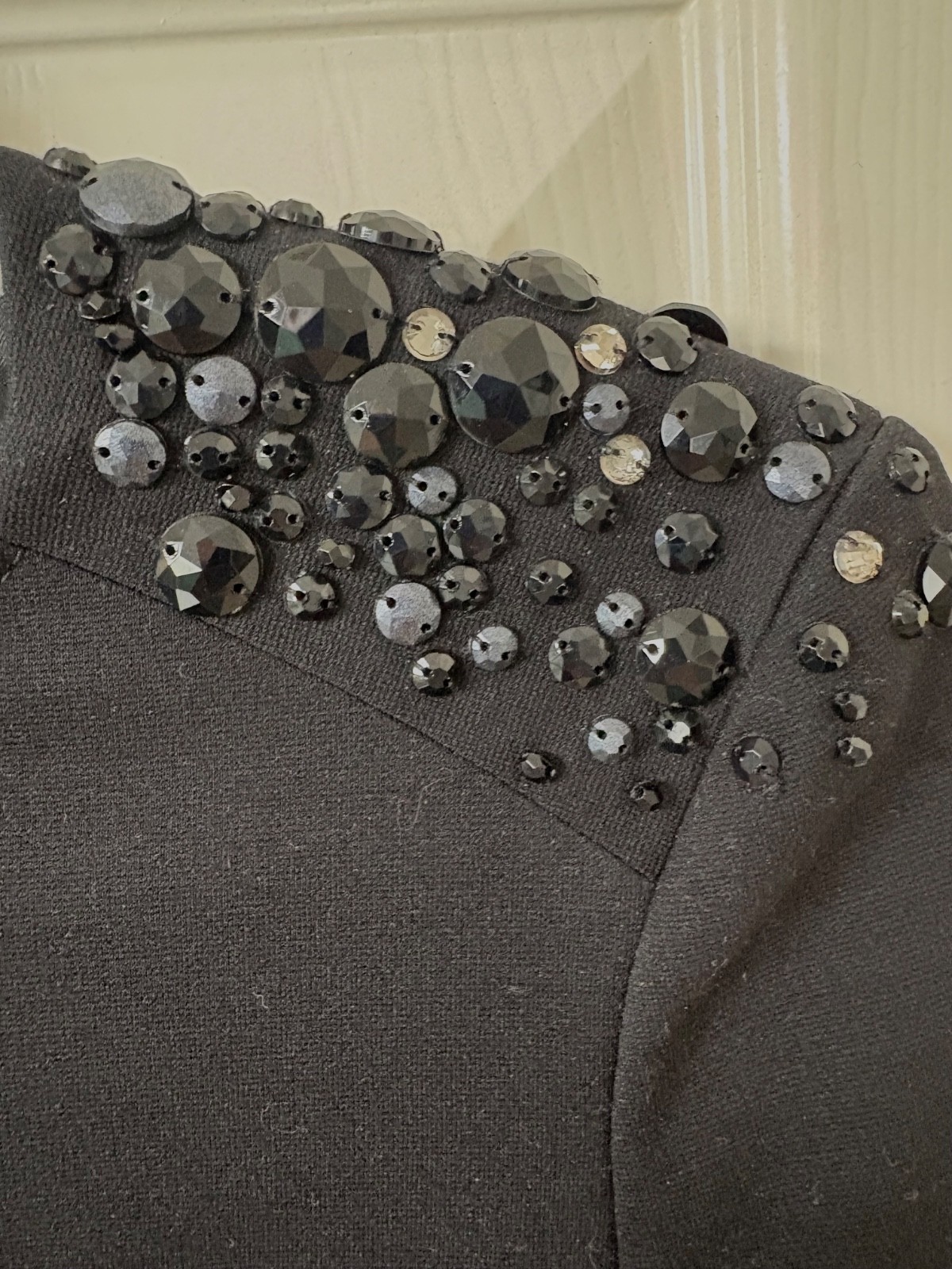 Akris Punto Black Beaded Shoulder Dress Size 4