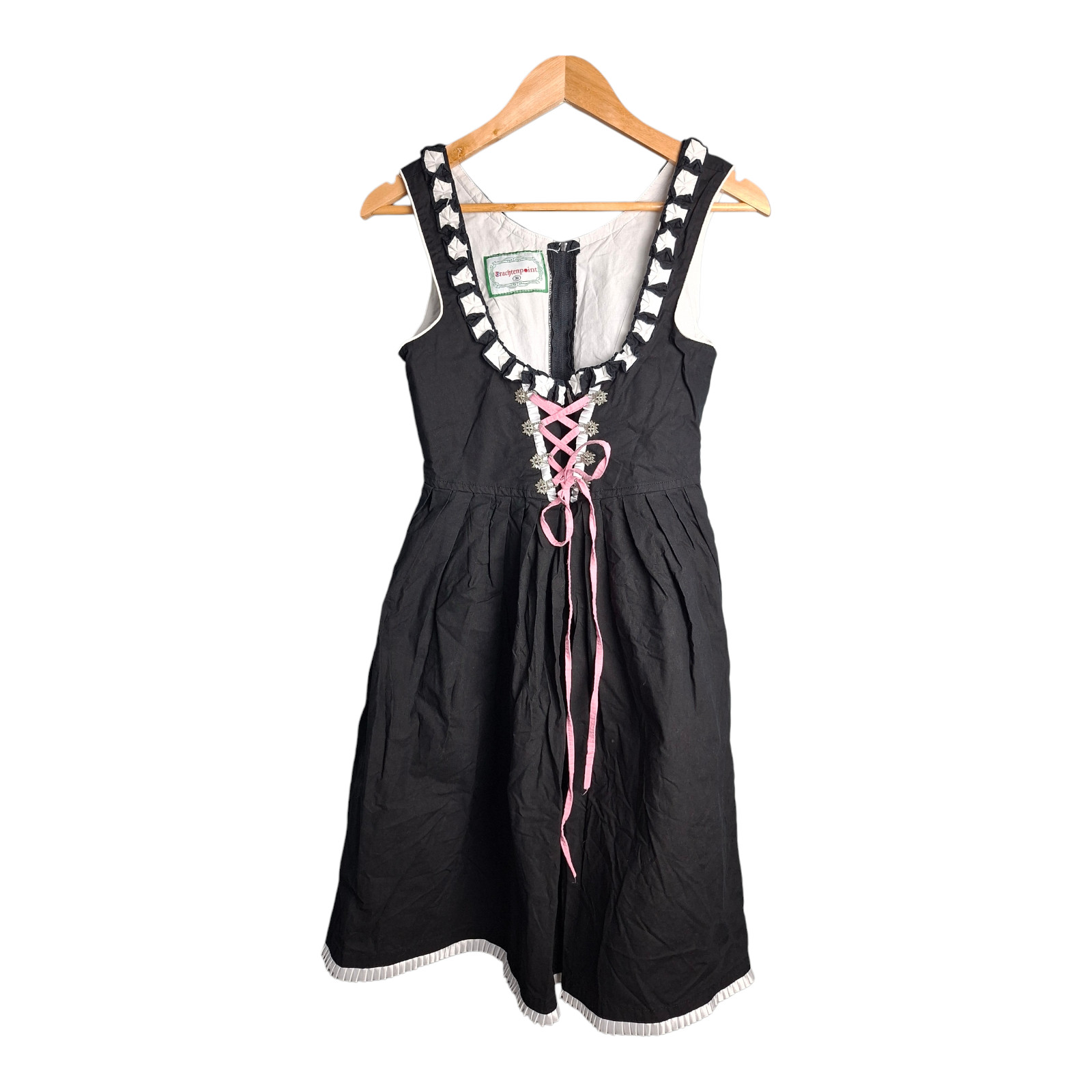 Vintage Trachtenpoint German Dirichlet Dress – Black & Pink – Size 36