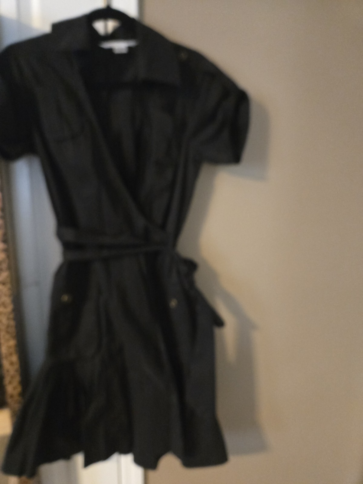 Diane von Furstenberg Kitty True Wrap Dress Black Belted Size 12 Cotton Blend