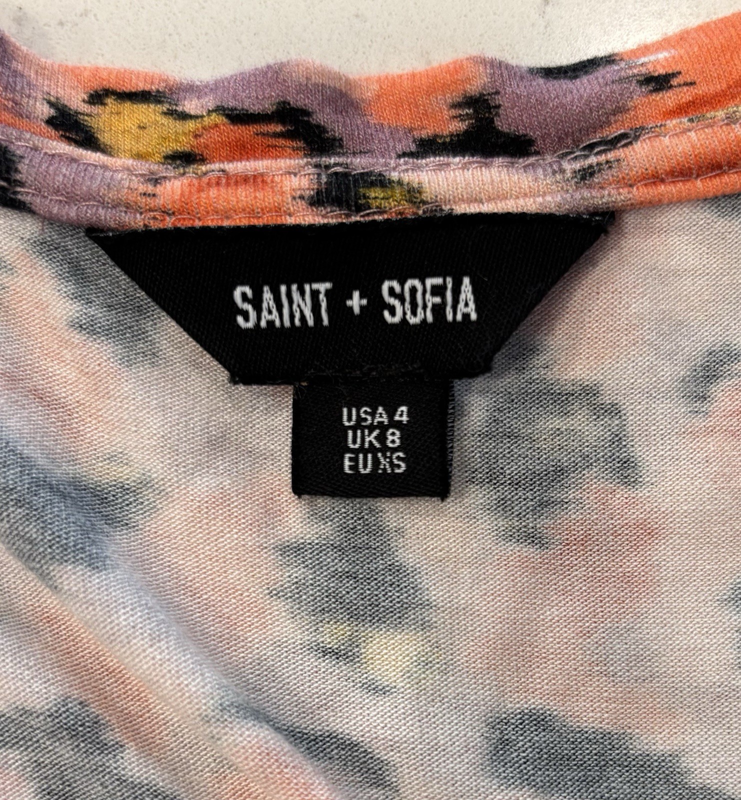 SAINT + SOFIA Greenwich Maxi Dress US 4 Confetti Petal Print Tiered Boho Capsule