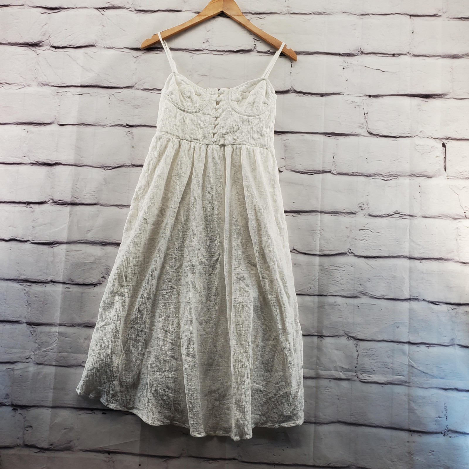 ASTR The Label Dress Womens Medium White Linen Midi Sundress Smocked Back
