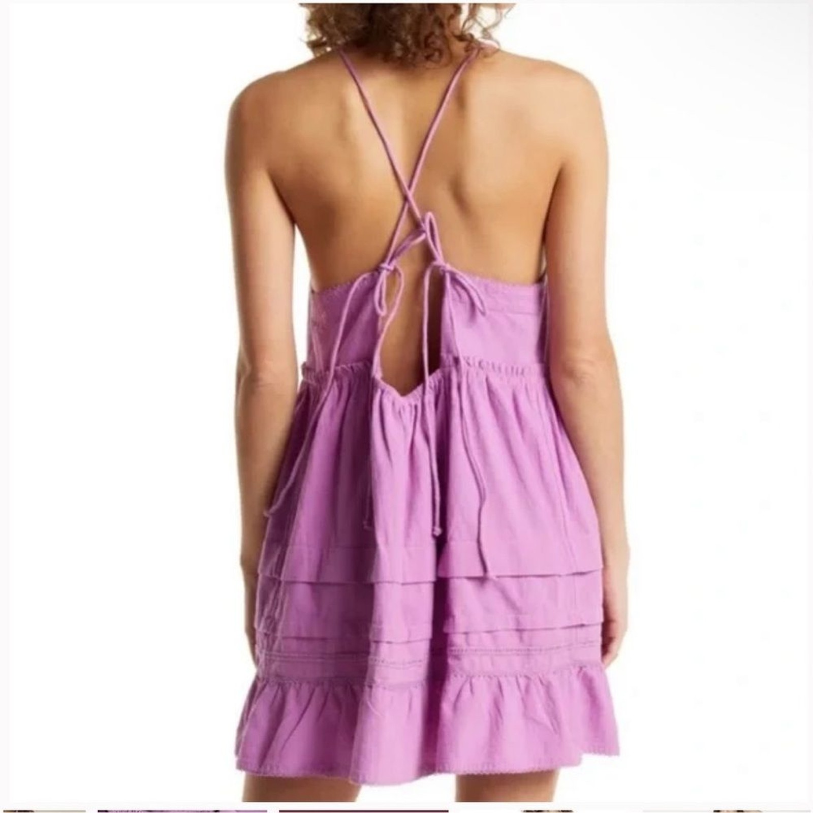 Free People Lilac Halter Button-Front Sundress