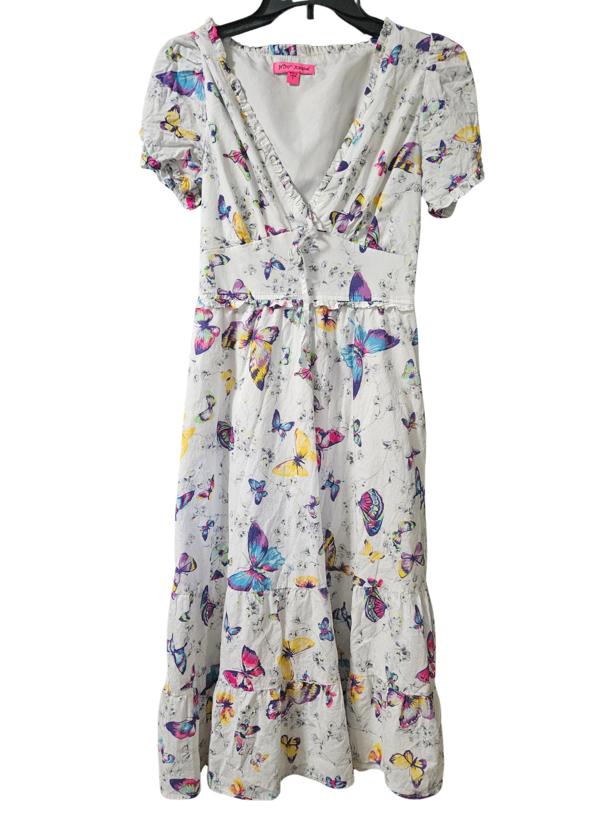 Betsey Johnson Butterfly Dress Petite S Cottagecore Fairycore Whimsical Ruffle
