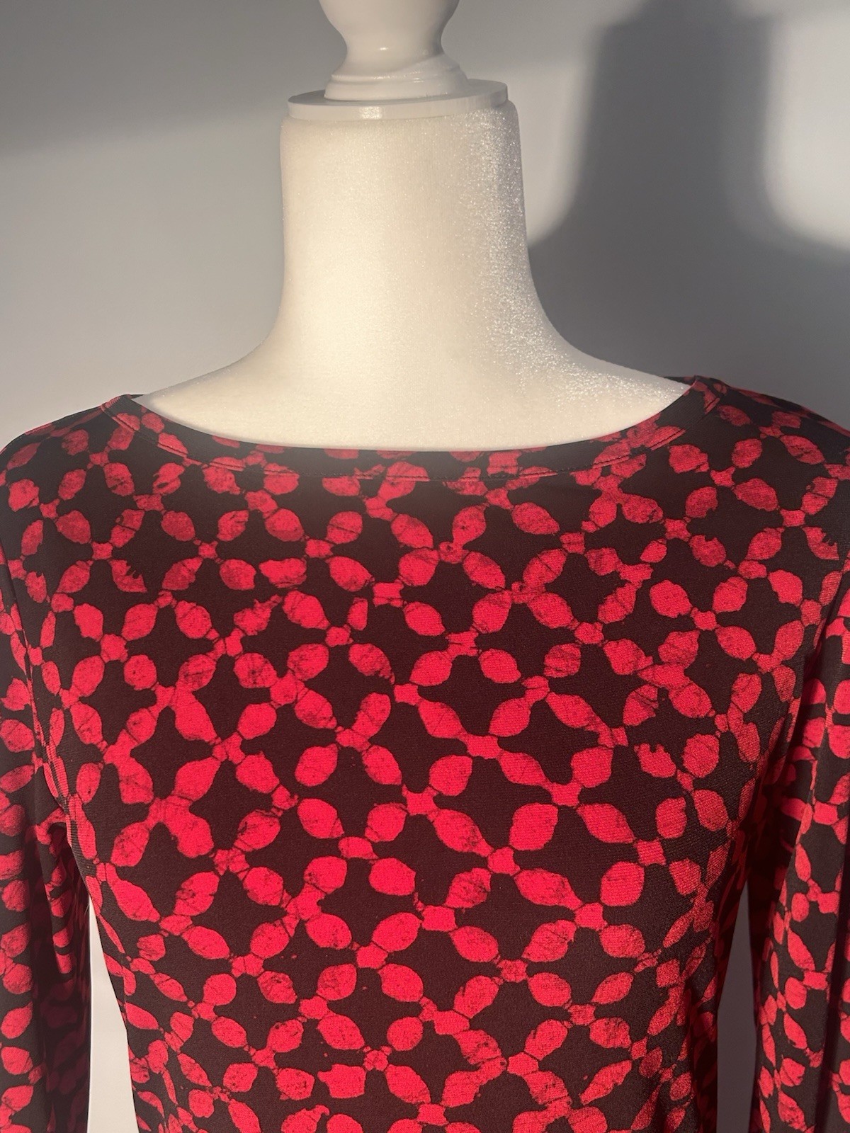 Michael Kors printed red blaze boat neck Shift Dress Sheath Long Sleeve Small